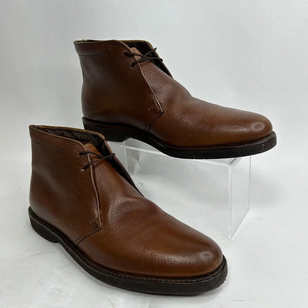 Stafford Mens Brown Pebble Grain Leather Chukka Boots Made in USA 10 D 15241